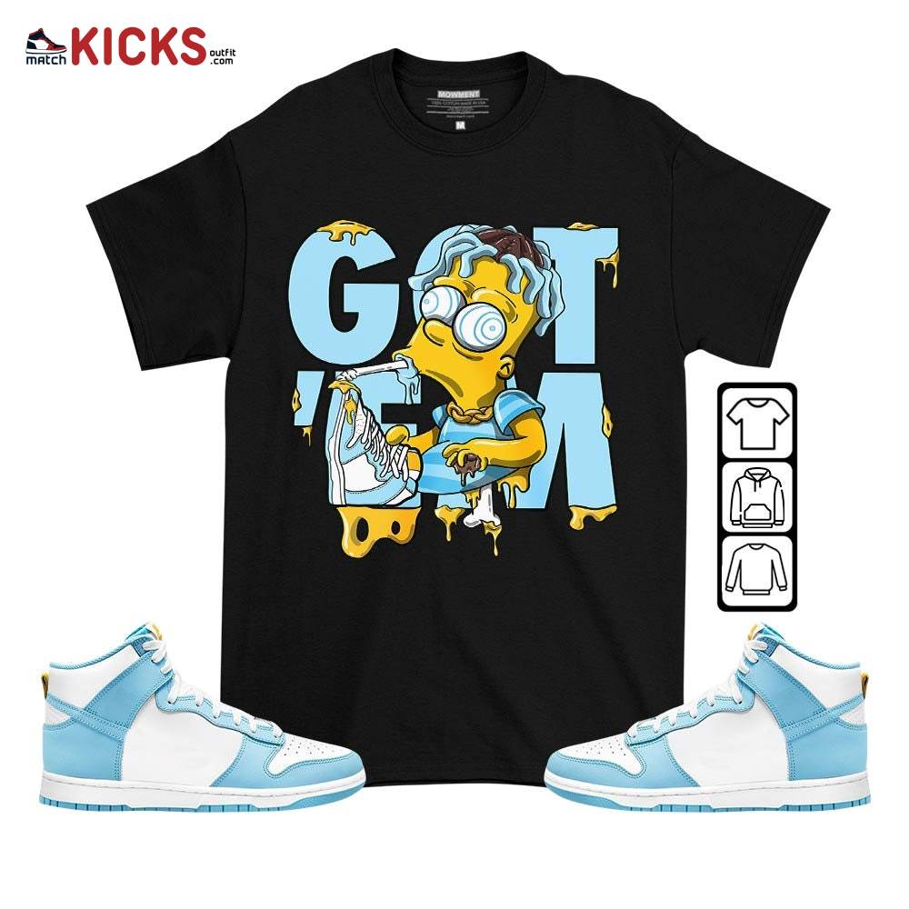 Simpson Got Em Sneaker Shirt Match Dunk High Blue Chill, Dunk High Homer Simpson MKO T-Shirt