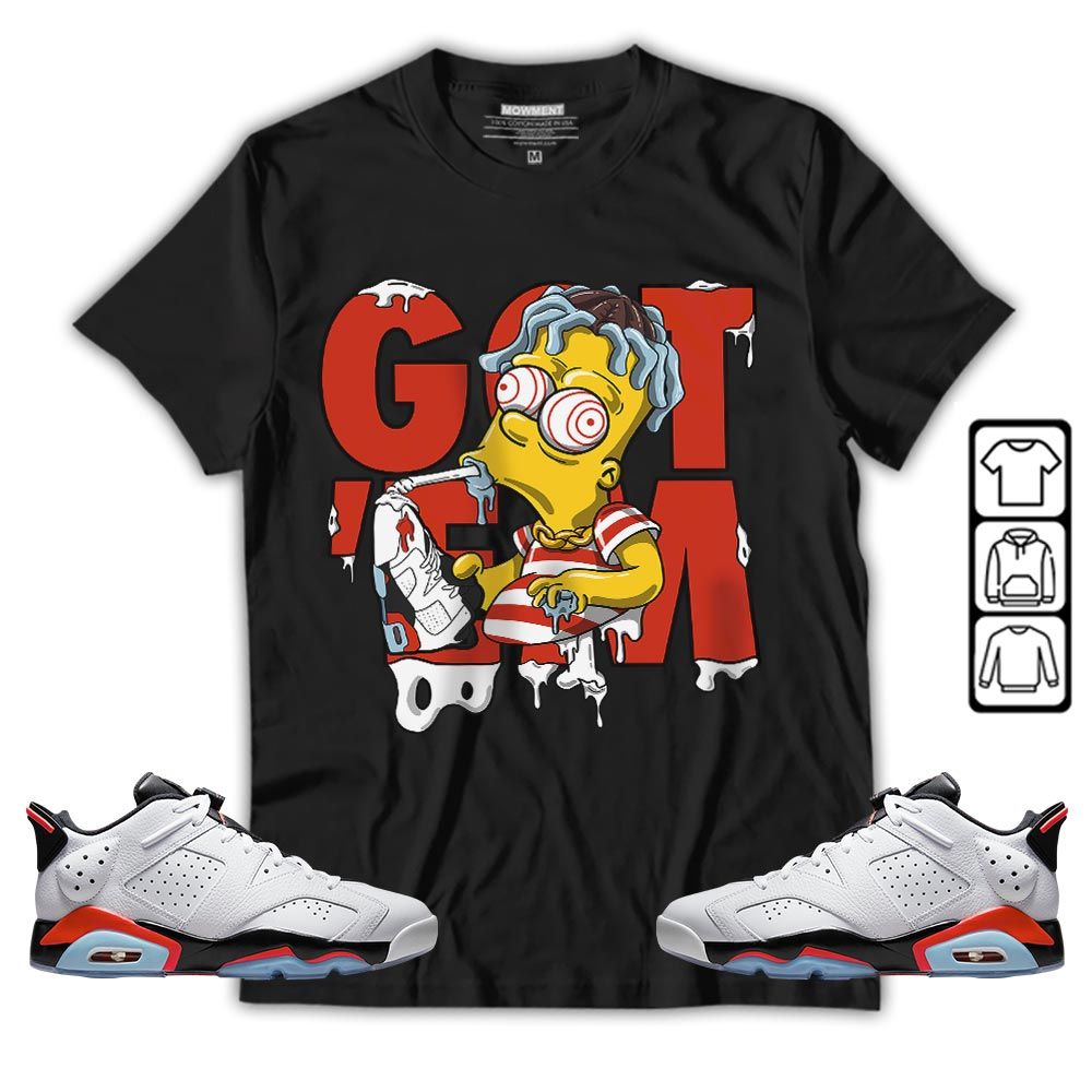 Simpson Got Em Sneaker Shirt Match Golf White Infrared 6s, Jordan 6 Low Infrared MKO T-Shirt