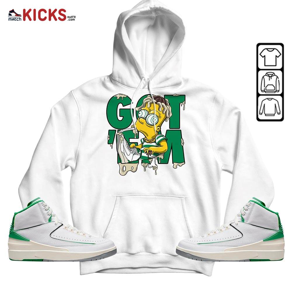 Simpson Got Em Sneaker Shirt Match Lucky Green 2s, Jordan 2 Lucky Green MKO Hoodie