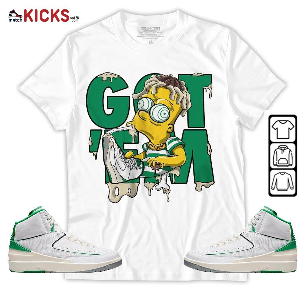 Simpson Got Em Sneaker Shirt Match Lucky Green 2s, Jordan 2 Lucky Green MKO Hoodie