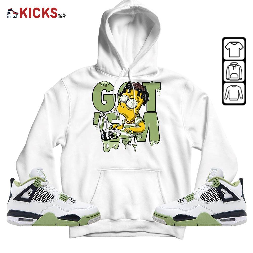 Simpson Got Em Sneaker Shirt Match Retro Oil Green 4s, Jordan 4 Oil Green MKO Hoodie Simpson Got Em Sneaker Shirt Match Retro Oil Green 4s, Jordan 4 Oil Green MKO Hoodie