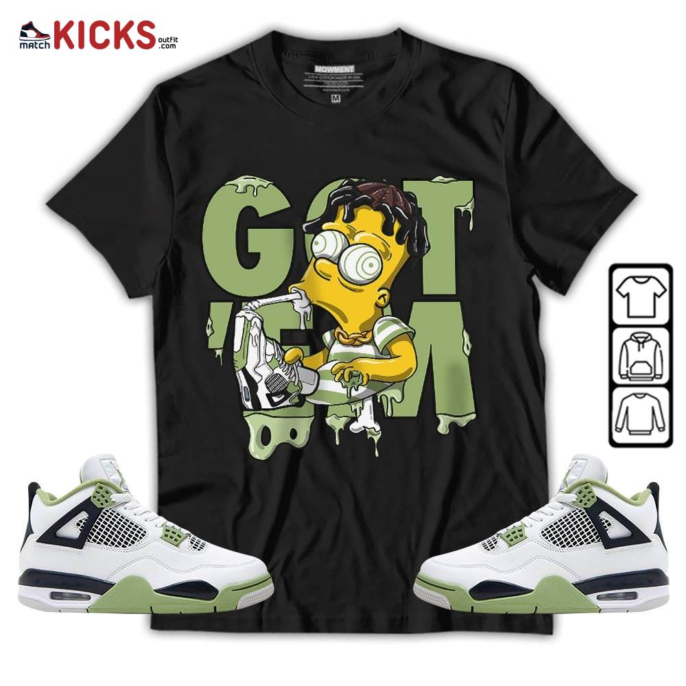 Simpson Got Em Sneaker Shirt Match Retro Oil Green 4s, Jordan 4 Oil Green MKO T-Shirt