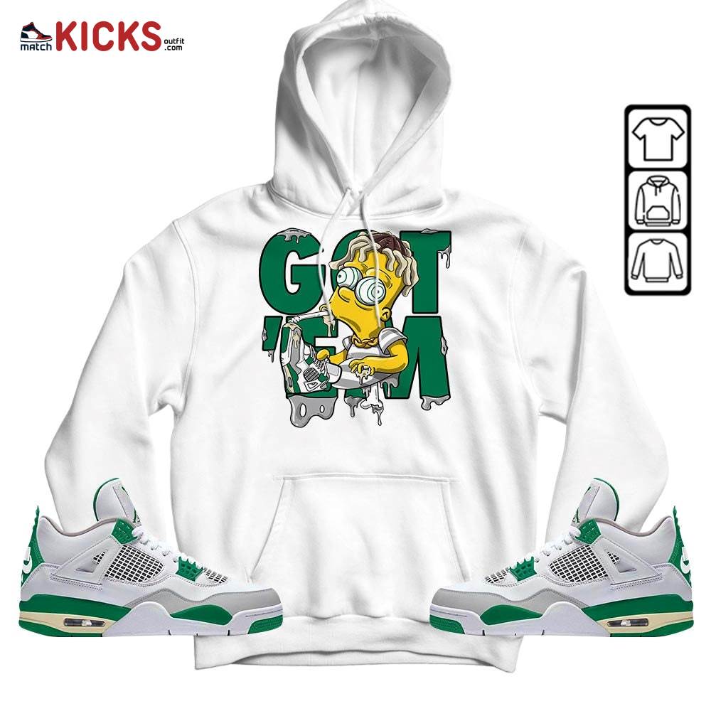 Simpson Got Em Sneaker Shirt Match Retro Pine Green 4s, Jordan 4 Pine Green MKO Hoodie