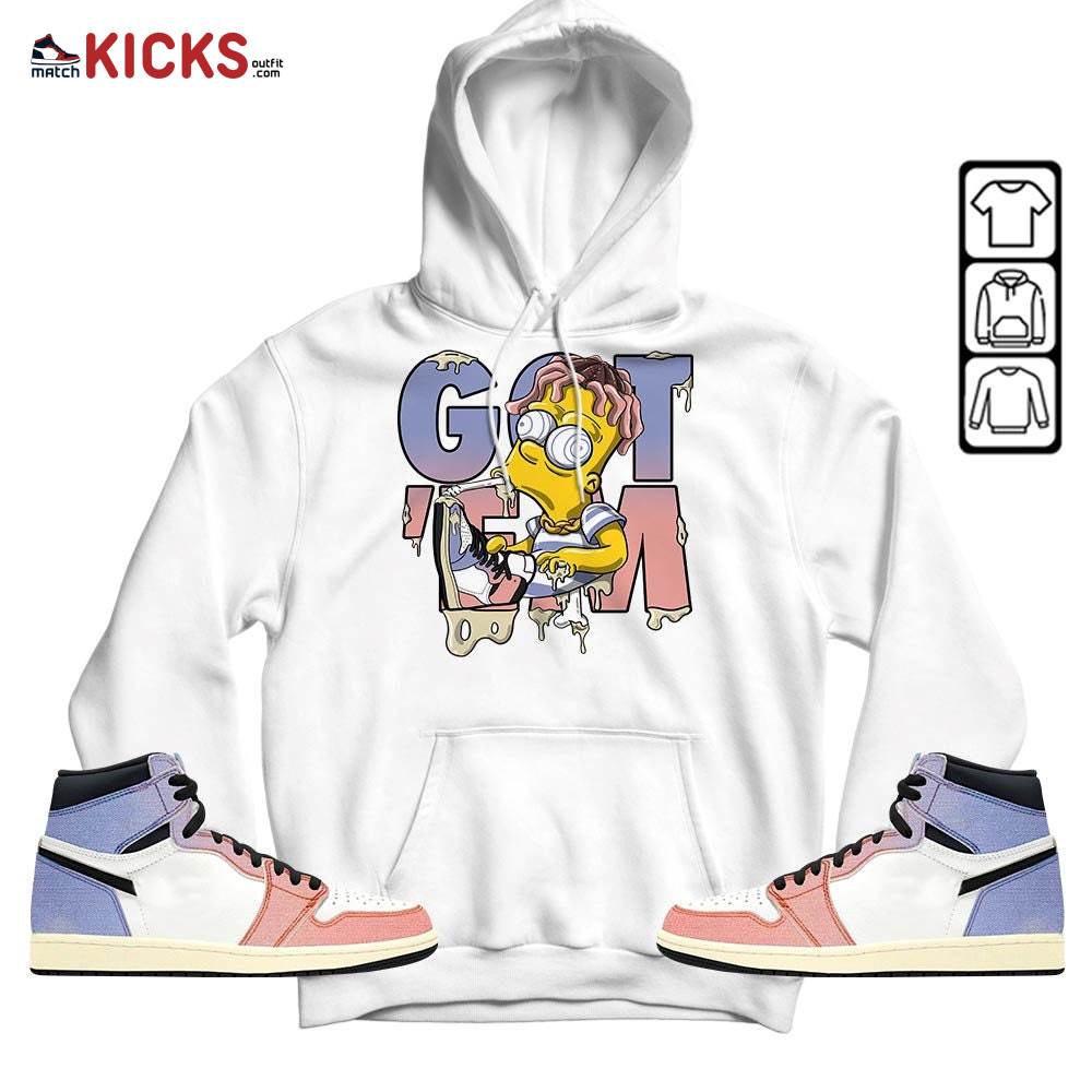 Simpson Got Em Sneaker Shirt Match Retro Skyline 1s, Jordan 1 High OG Skyline MKO Hoodie