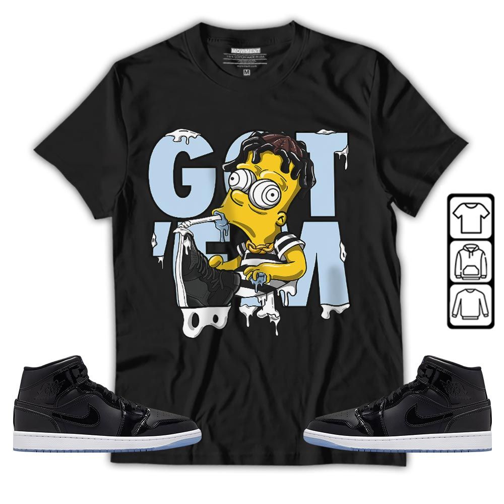 Simpson Got Em Sneaker Shirt Match Space Jam 1s, Jordan 1 Mid Space Jam MKO Sweatshirt