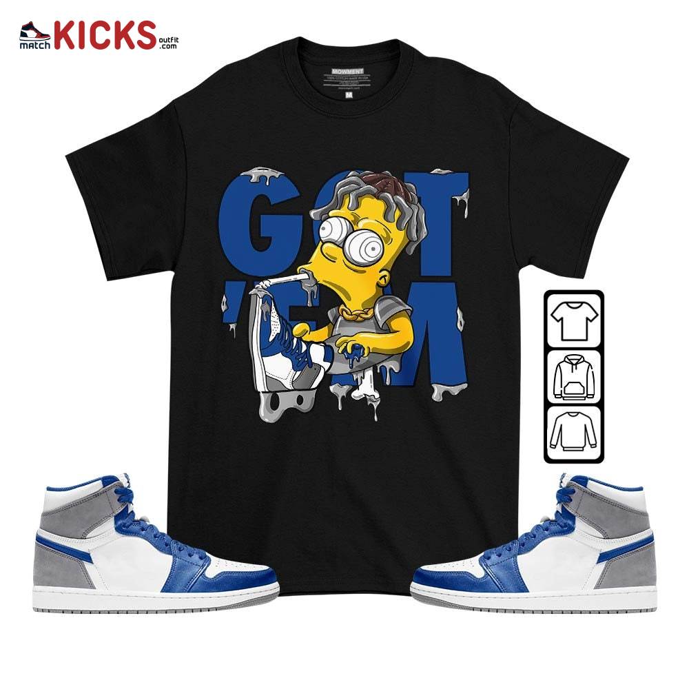 Simpson Got Em Sneaker Shirt Match True Blue 1s, Jordan 1 High OG True Blue MKO T-Shirt