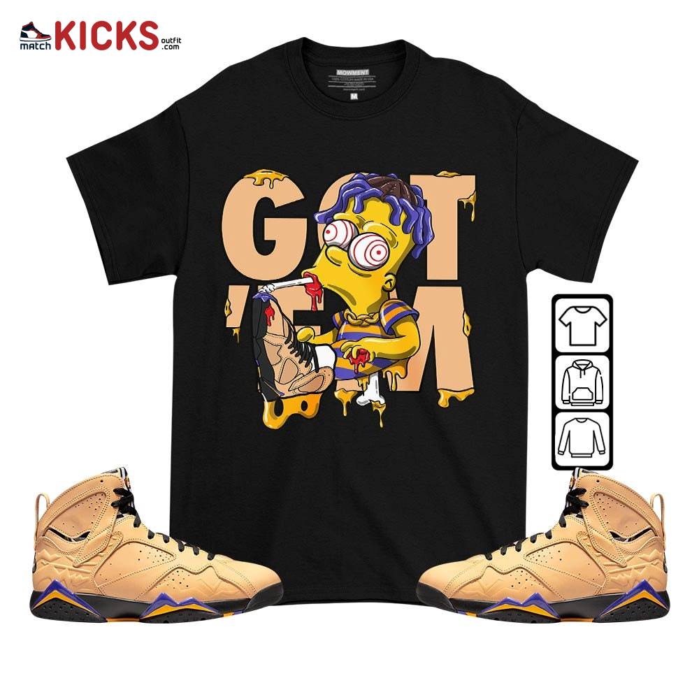 Simpson Got Em Sneaker Shirt Match Vachetta Tan 7s, Jordan 7 SE Afrobeats MKO T-Shirt