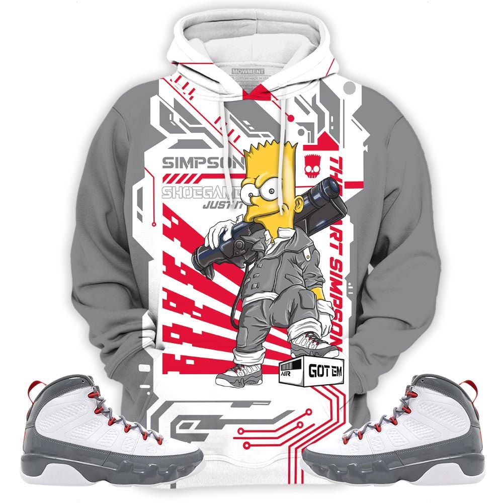 Simpson Shoegame Sneaker Shirt Match Fire Red 9S, Jordan 9 Retro Fire Red Hoodie Sweatshirt Tee All Over Print MKO Shirt