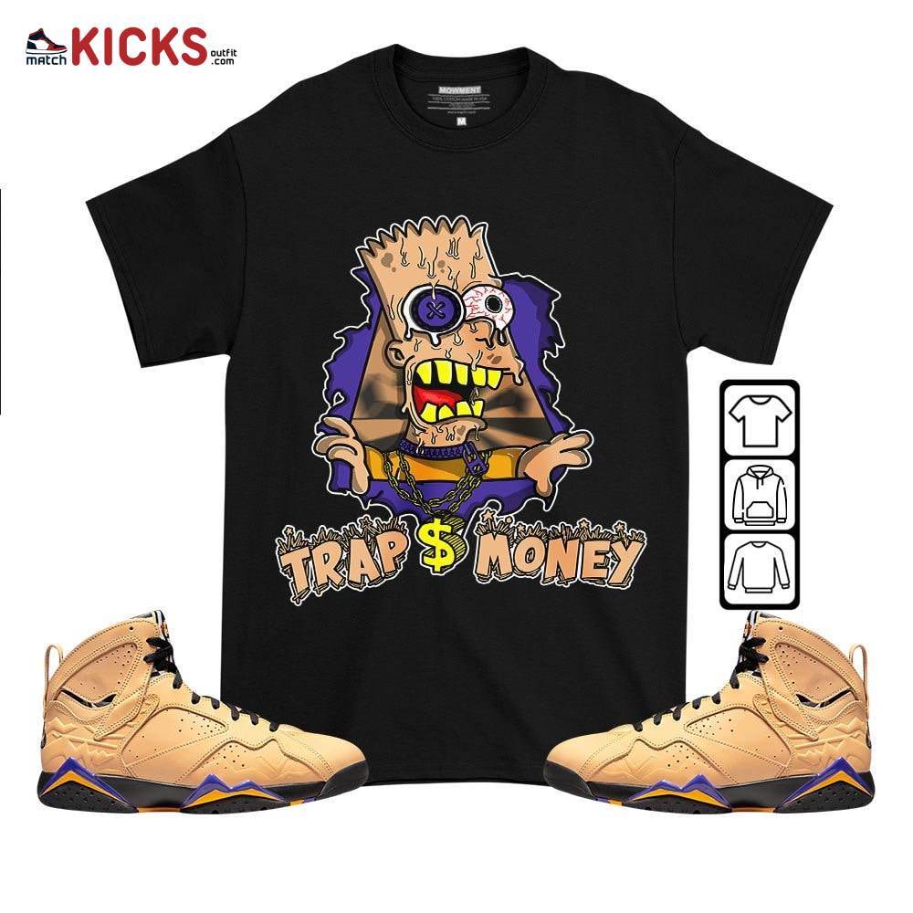Simpson Trap Money Dripping Sneaker Shirt Match Vachetta Tan 7s, Jordan 7 SE Afrobeats MKO T-Shirt