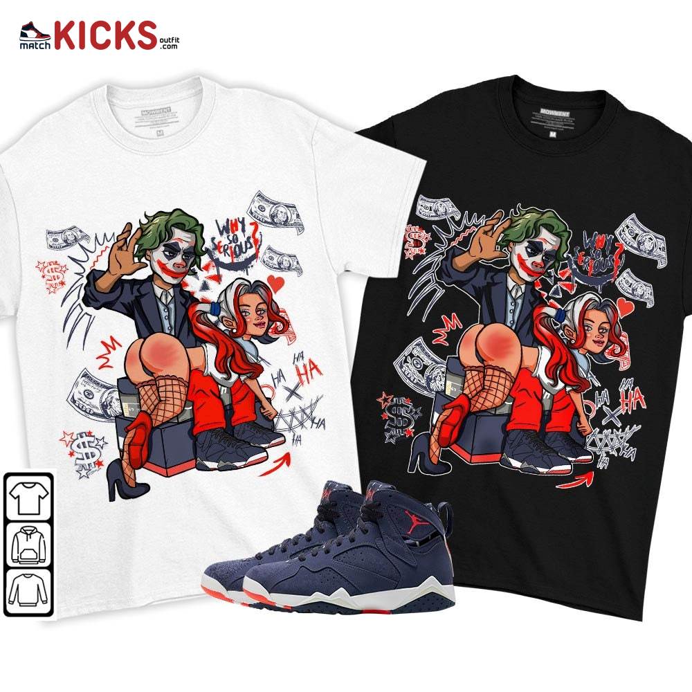 Slap Harley Quinm Sneaker Shirt Match 7 Neutral Indigo, Jordan 7 Quai 54 MKO T-Shirt