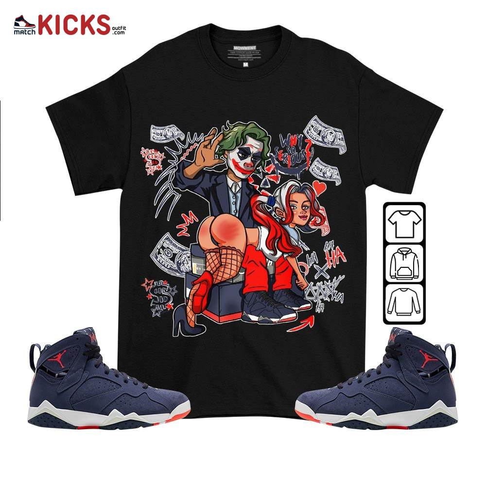 Slap Harley Quinm Sneaker Shirt Match 7 Neutral Indigo, Jordan 7 Quai 54 MKO T-Shirt