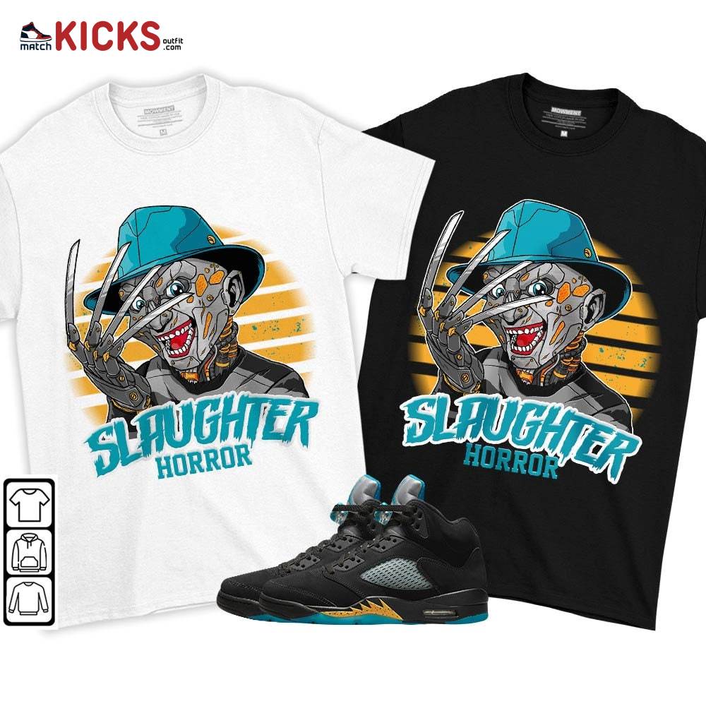 Slaughter Horror Sneaker Shirt Match 2023 Retro Aqua 5s, Jordan 5 Aqua MKO T-Shirt