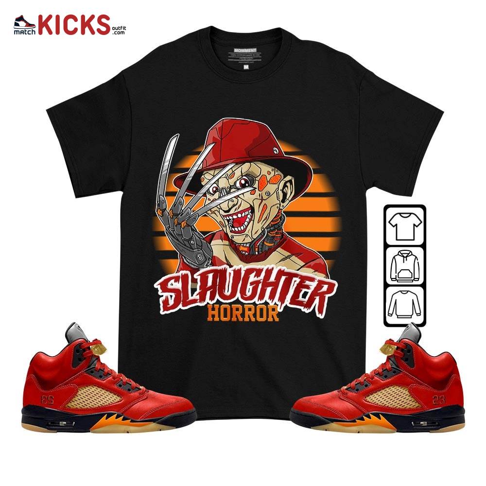 Slaughter Horror Sneaker Shirt Match 5 Dunk On Mars, Jordan 5 Mars For Her MKO T-Shirt