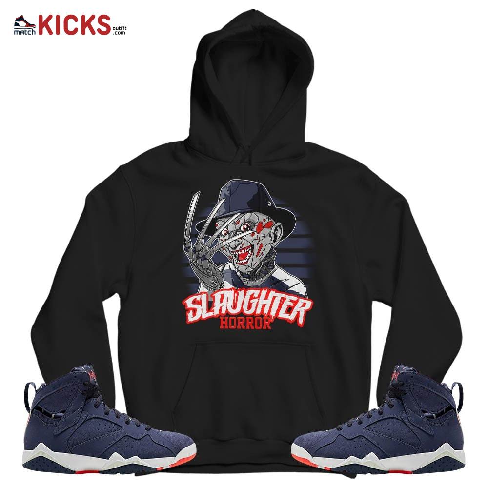 Slaughter Horror Sneaker Shirt Match 7 Neutral Indigo, Jordan 7 Quai 54 MKO T-Shirt Slaughter Horror Sneaker Shirt Match 7 Neutral Indigo, Jordan 7 Quai 54 MKO T-Shirt