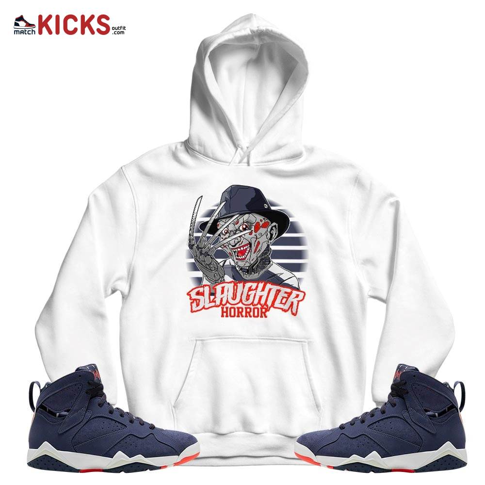 Slaughter Horror Sneaker Shirt Match 7 Neutral Indigo, Jordan 7 Quai 54 MKO T-Shirt Slaughter Horror Sneaker Shirt Match 7 Neutral Indigo, Jordan 7 Quai 54 MKO T-Shirt