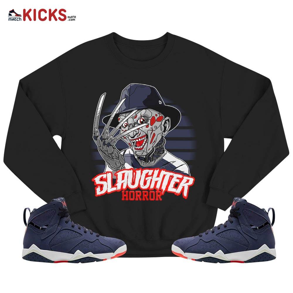 Slaughter Horror Sneaker Shirt Match 7 Neutral Indigo, Jordan 7 Quai 54 MKO T-Shirt Slaughter Horror Sneaker Shirt Match 7 Neutral Indigo, Jordan 7 Quai 54 MKO T-Shirt