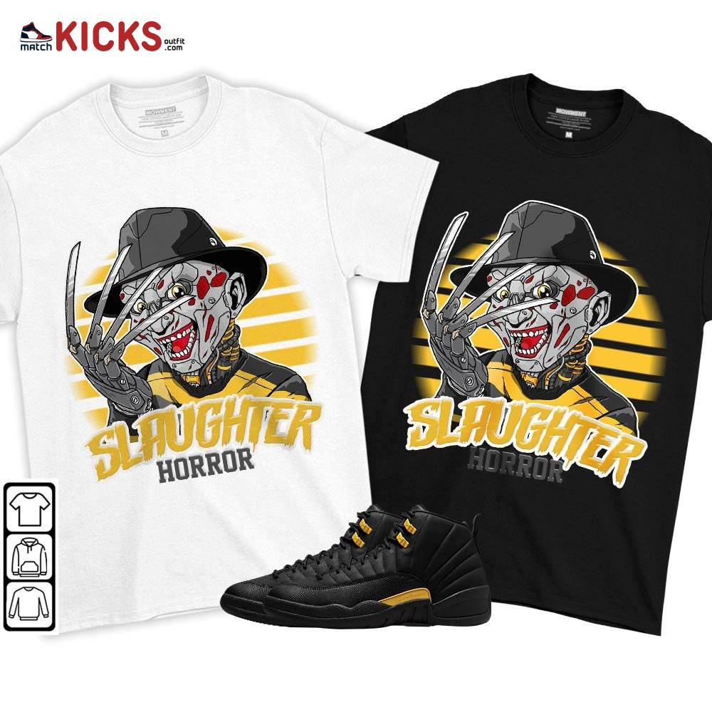 Slaughter Horror Sneaker Shirt Match Black Taxi 12s, Jordan 12 Retro Black Taxi MKO T-Shirt Slaughter Horror Sneaker Shirt Match Black Taxi 12s, Jordan 12 Retro Black Taxi MKO T-Shirt