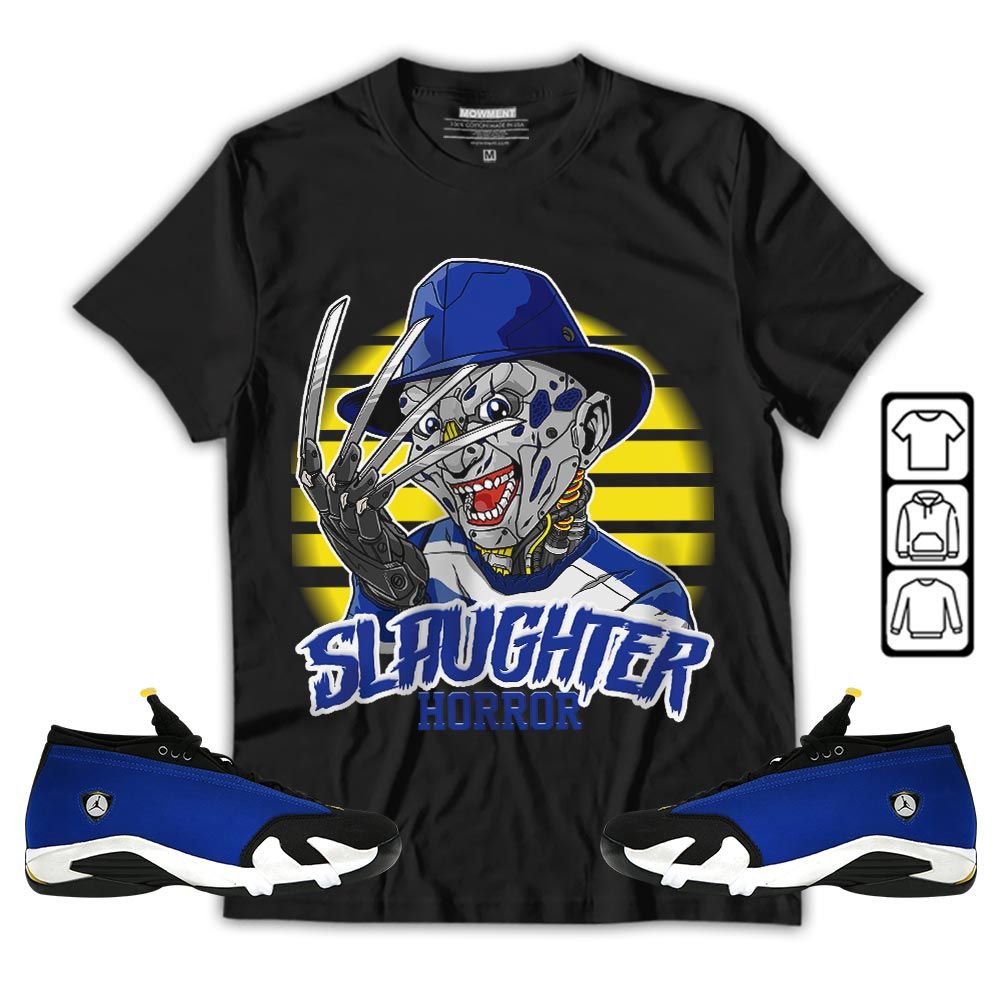 Slaughter To prevail Sneaker Shirt Match 2023 Blue Laney 14s, Jordan 14 Laney MKO T-Shirt