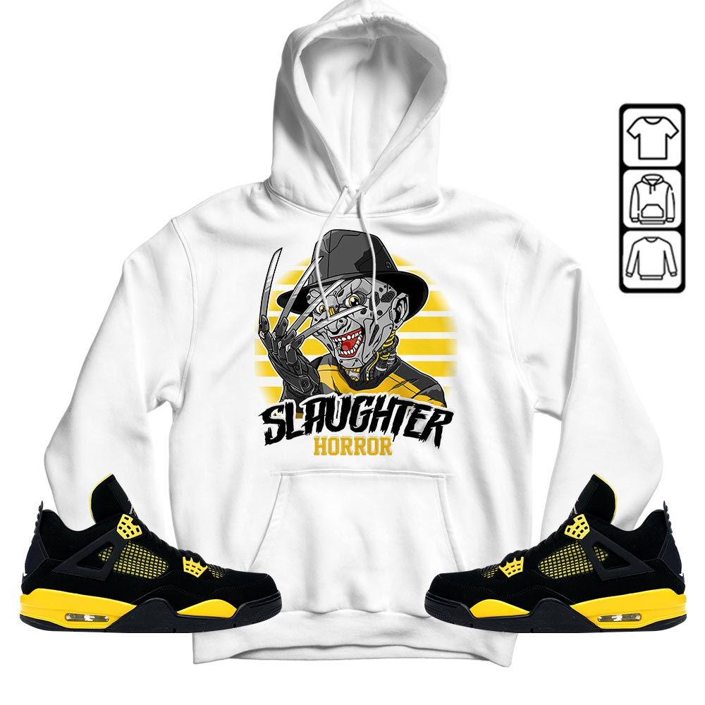 Slaughter To prevail Sneaker Shirt Match 2023 Thunder 4s, Jordan Retro 4 Thunder MKO T-Shirt