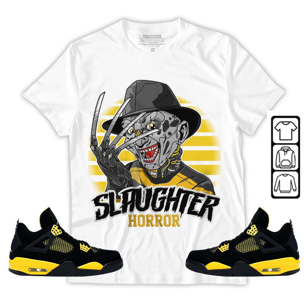 Slaughter To prevail Sneaker Shirt Match 2023 Thunder 4s, Jordan Retro 4 Thunder MKO T-Shirt Slaughter To prevail Sneaker Shirt Match 2023 Thunder 4s, Jordan Retro 4 Thunder MKO T-Shirt