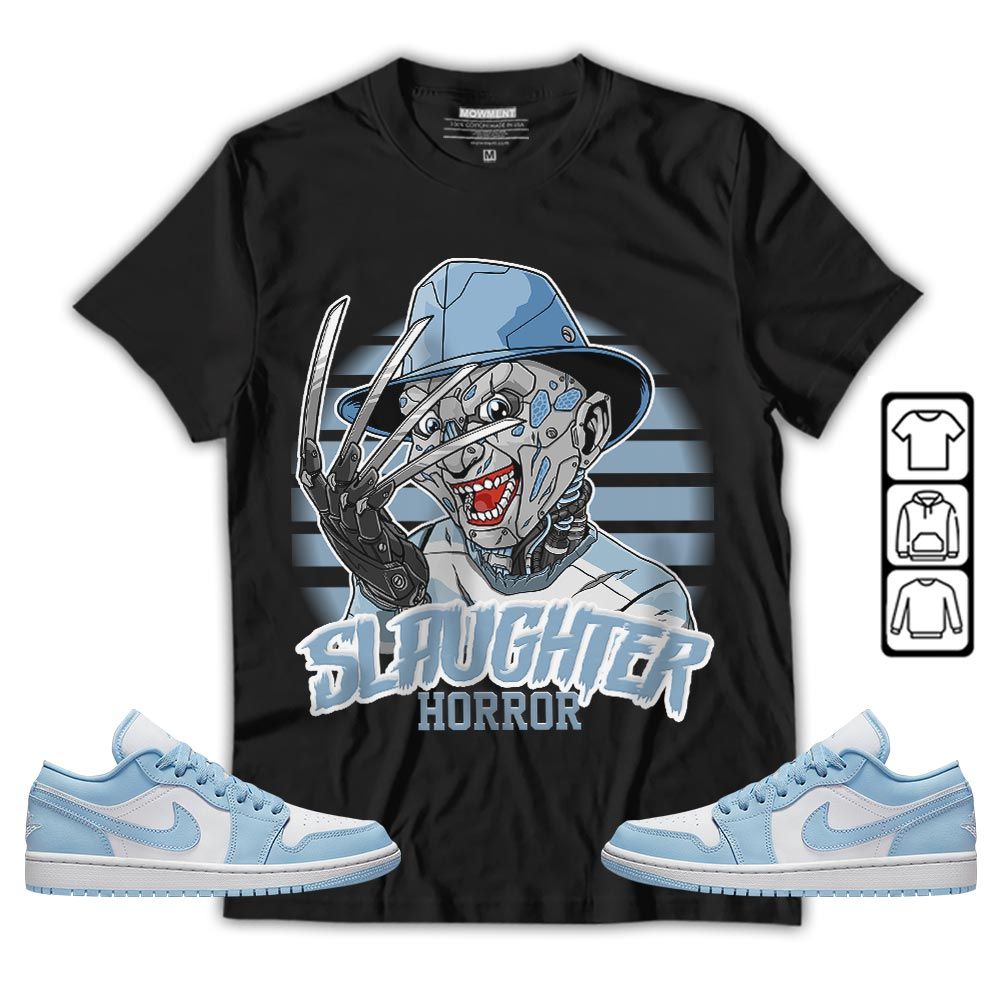 Slaughter To prevail Sneaker Shirt Match Air Max 97 Metallic Gold, Jordan 1 Low Ice Blue MKO T-Shirt