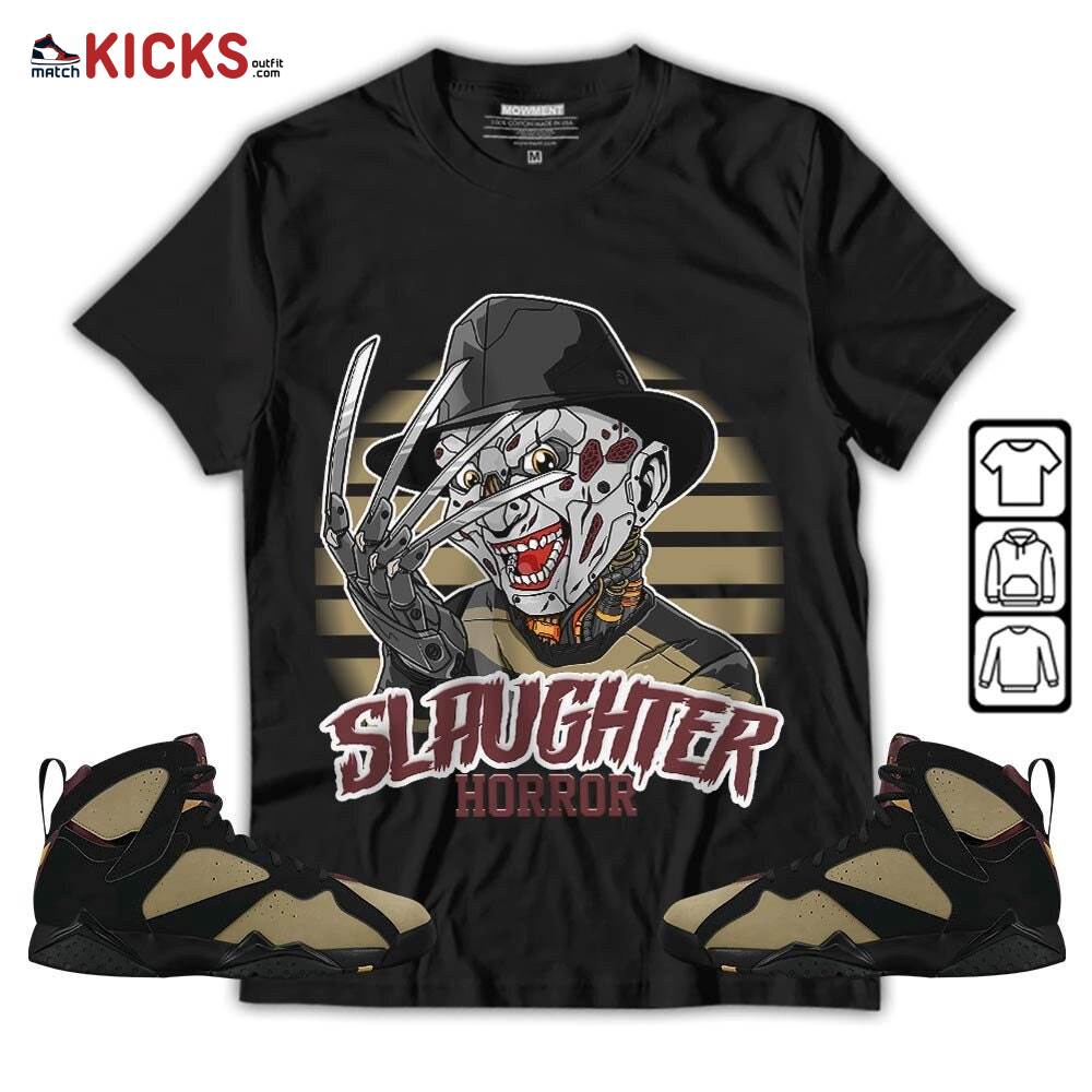 Slaughter To Prevail Sneaker Shirt Match Black Cherrywood 7s, Jordan 7 Black Olive MKO T-Shirt