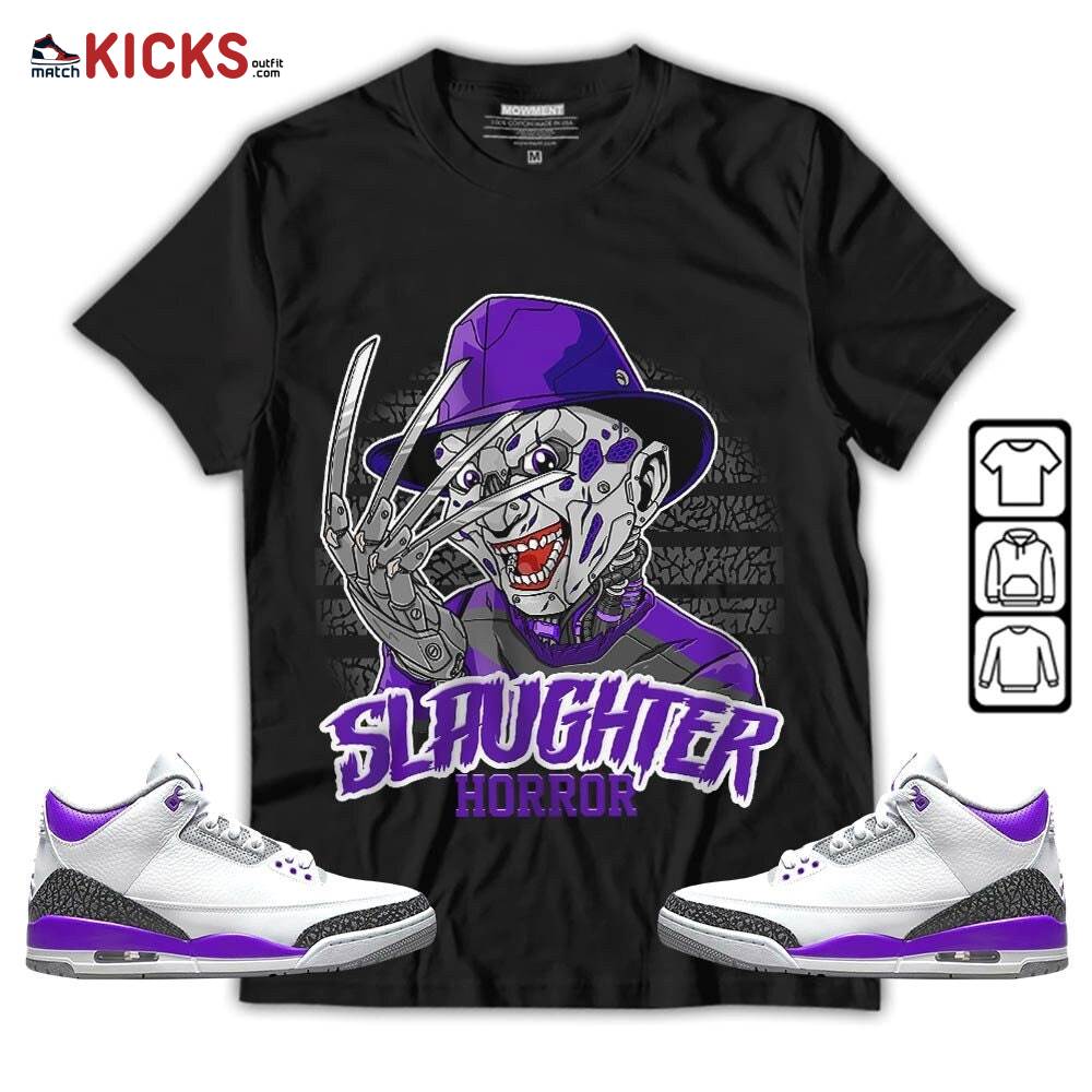 Slaughter To Prevail Sneaker Shirt Match Dark Iris 3s, Jordan 3 Retro Dark Iris MKO T-Shirt