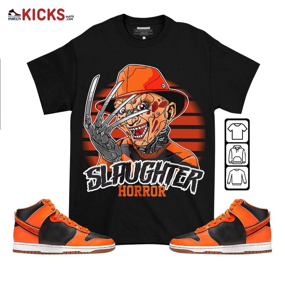 Slaughter To Prevail Sneaker Shirt Match Dunk Black Orange, Dunk High GS Safety Orange MKO T-Shirt
