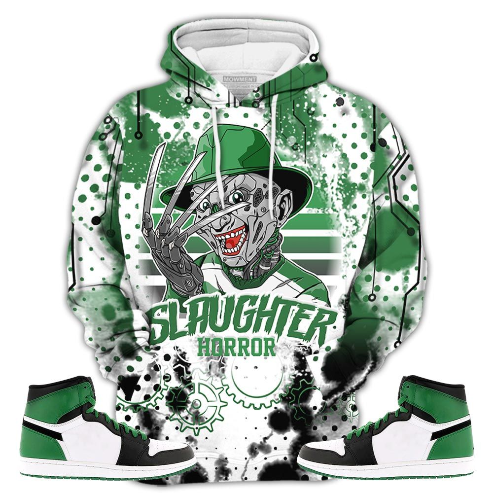 Slaughter To Prevail Sneaker Shirt Match Lucky Green 1S, Jordan 1 Lucky Green Hoodie Sweatshirt Tee All Over Print MKO Shirt