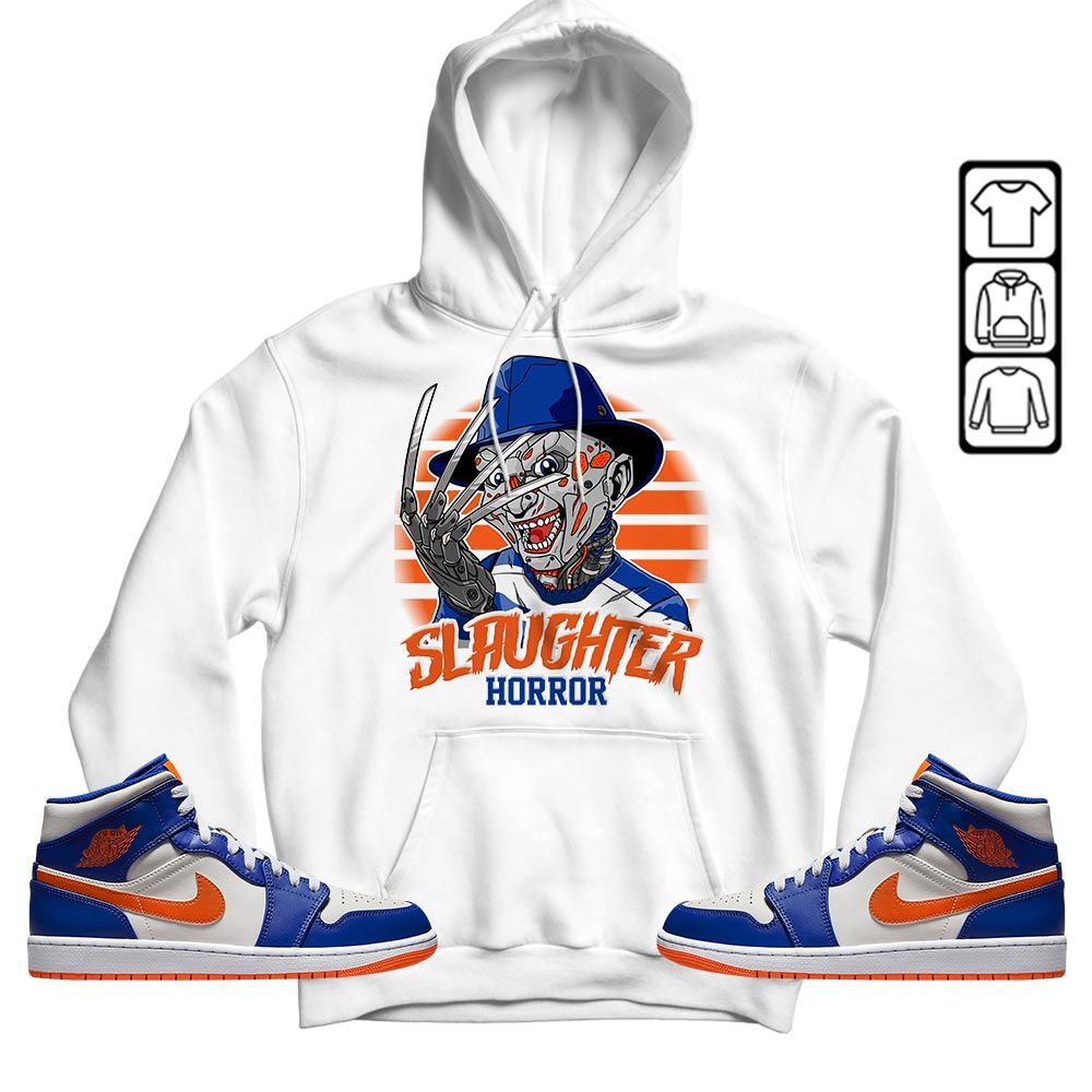 Slaughter To prevail Sneaker Shirt Match Mid Knicks 1s, Jordan 1 Mid Knicks MKO T-Shirt