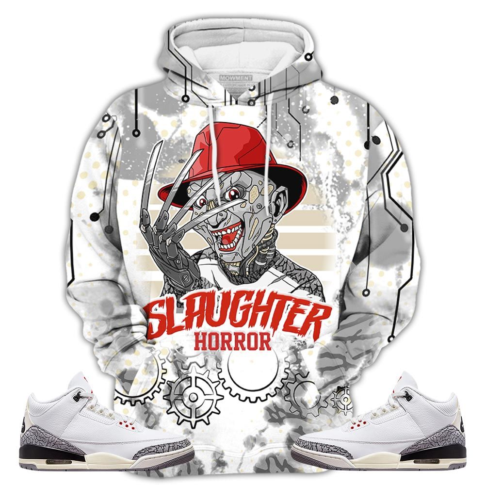 Slaughter To Prevail Sneaker Shirt Match White Cement 3S, Jordan Retro 3 White Cement Hoodie Sweatshirt Tee All Over Print MKO Shirt