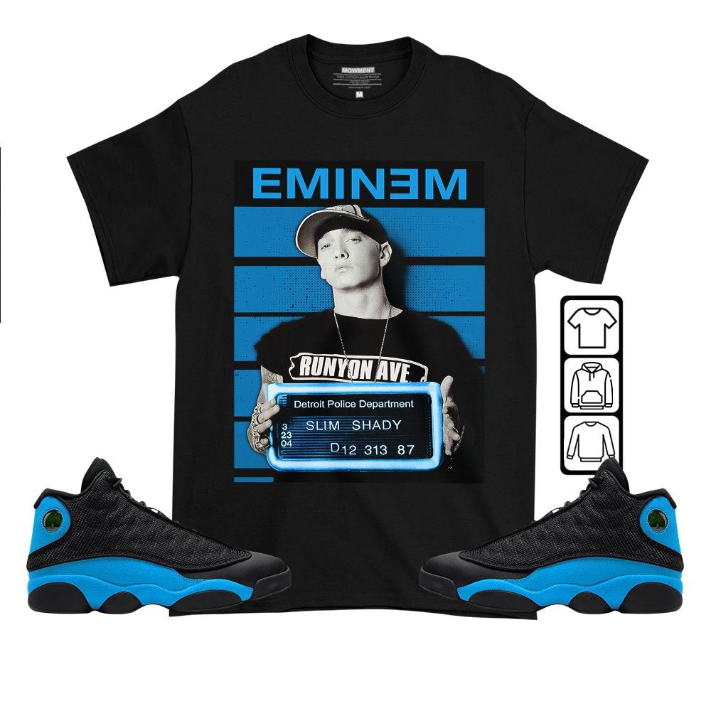 Slim Shady Eminem Sneaker Shirt Match Black University Blue 13s, Jordan 13 Black University Blue 2022 MKO T-Shirt Slim Shady Eminem Sneaker Shirt Match Black University Blue 13s, Jordan 13 Black University Blue 2022 MKO T-Shirt