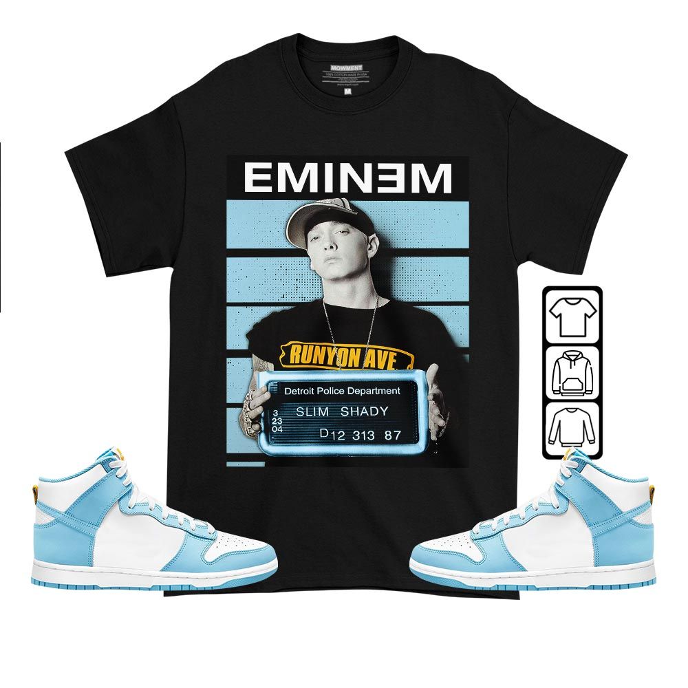 Slim Shady Eminem Sneaker Shirt Match Dunk High Blue Chill, Dunk High Homer Simpson MKO T-Shirt Slim Shady Eminem Sneaker Shirt Match Dunk High Blue Chill, Dunk High Homer Simpson MKO T-Shirt