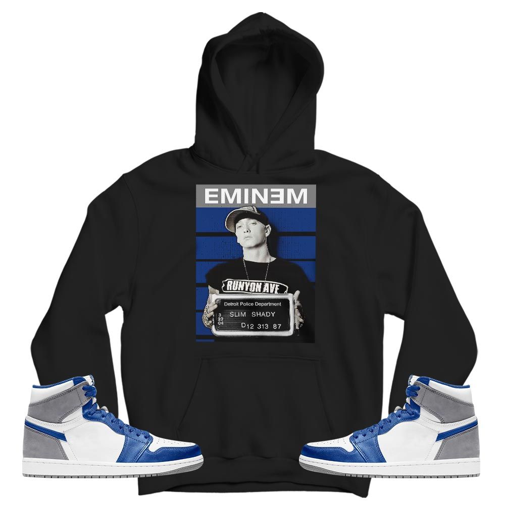 Slim Shady Eminem Sneaker Shirt Match True Blue 1s, Jordan 1 High OG True Blue MKO T-Shirt