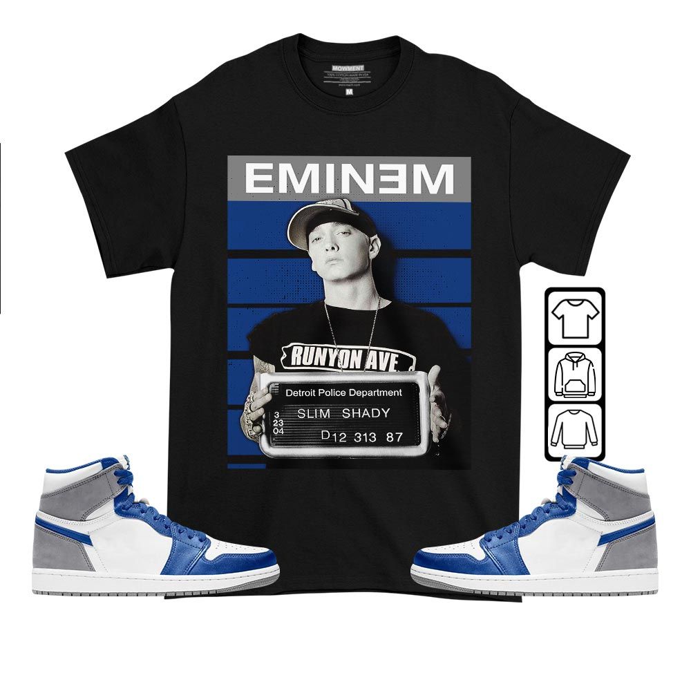 Slim Shady Eminem Sneaker Shirt Match True Blue 1s, Jordan 1 High OG True Blue MKO T-Shirt Slim Shady Eminem Sneaker Shirt Match True Blue 1s, Jordan 1 High OG True Blue MKO T-Shirt