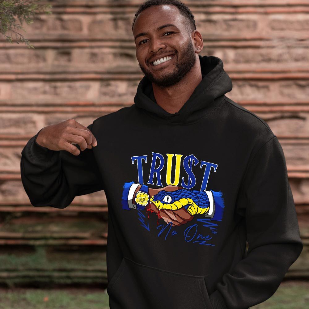 Snake Trust No One Sneaker Shirt Match 2023 Blue Laney 14s, Jordan 14 Laney MKO T-Shirt Snake Trust No One Sneaker Shirt Match 2023 Blue Laney 14s, Jordan 14 Laney MKO T-Shirt