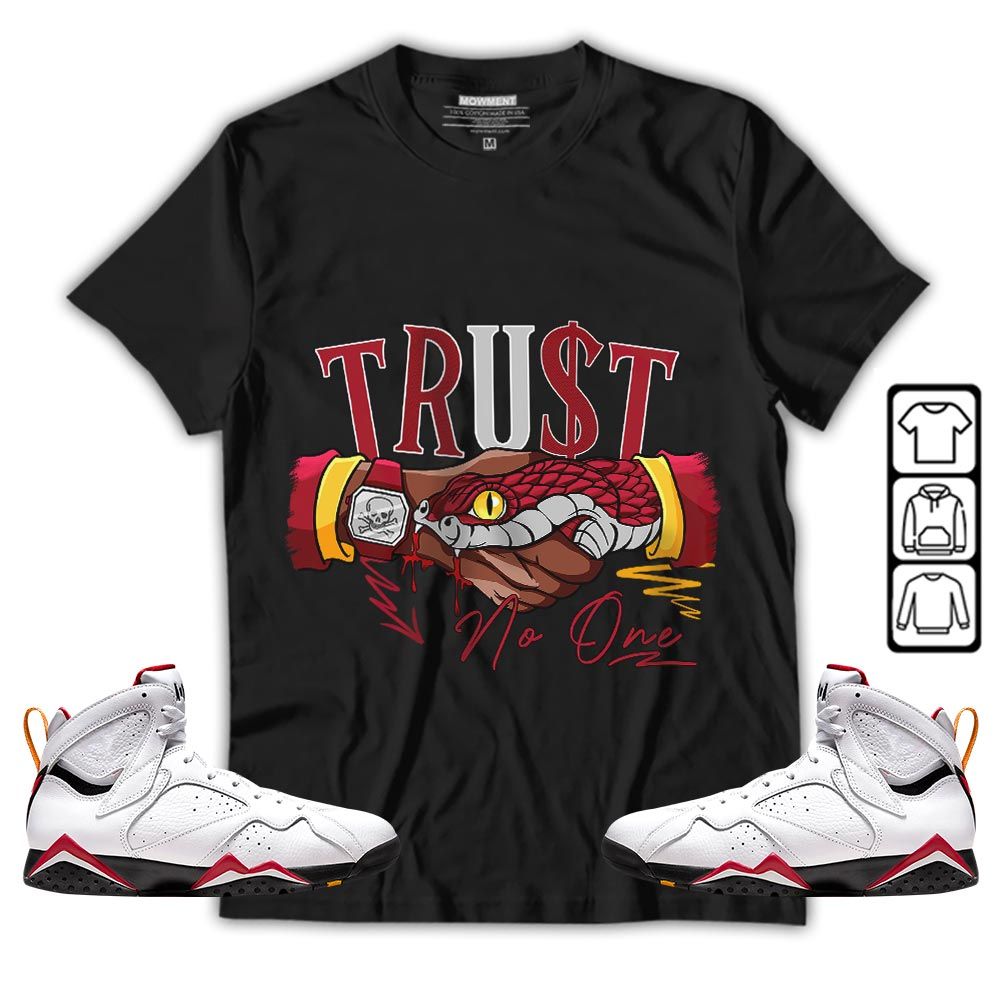 Snake Trust No One Sneaker Shirt Match Cardinal 7s, Jordan 7 Retro Cardinal MKO T-Shirt