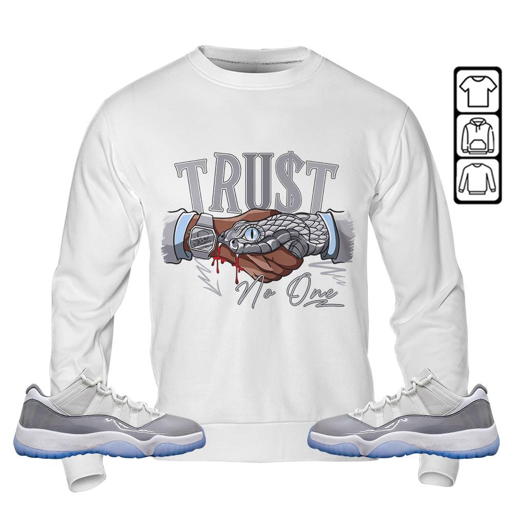 Snake Trust No One Sneaker Shirt Match Cement Grey 11s, Jordan 11 Low Cement Grey MKO T-Shirt Snake Trust No One Sneaker Shirt Match Cement Grey 11s, Jordan 11 Low Cement Grey MKO T-Shirt