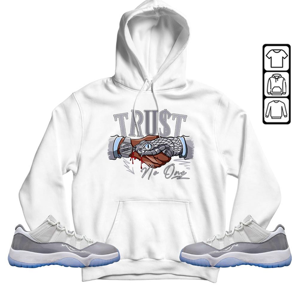 Snake Trust No One Sneaker Shirt Match Cement Grey 11s, Jordan 11 Low Cement Grey MKO T-Shirt Snake Trust No One Sneaker Shirt Match Cement Grey 11s, Jordan 11 Low Cement Grey MKO T-Shirt