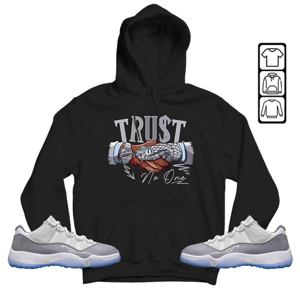 Snake Trust No One Sneaker Shirt Match Cement Grey 11s, Jordan 11 Low Cement Grey MKO T-Shirt Snake Trust No One Sneaker Shirt Match Cement Grey 11s, Jordan 11 Low Cement Grey MKO T-Shirt