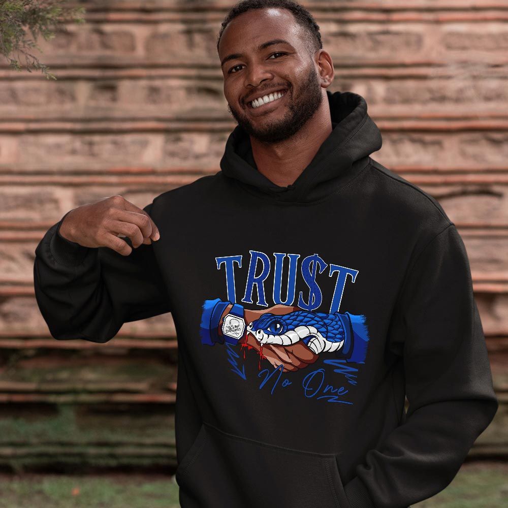 Snake Trust No One Sneaker Shirt Match Hyper Royal 12s, Jordan 12 Hyper Royal MKO T-Shirt Snake Trust No One Sneaker Shirt Match Hyper Royal 12s, Jordan 12 Hyper Royal MKO T-Shirt