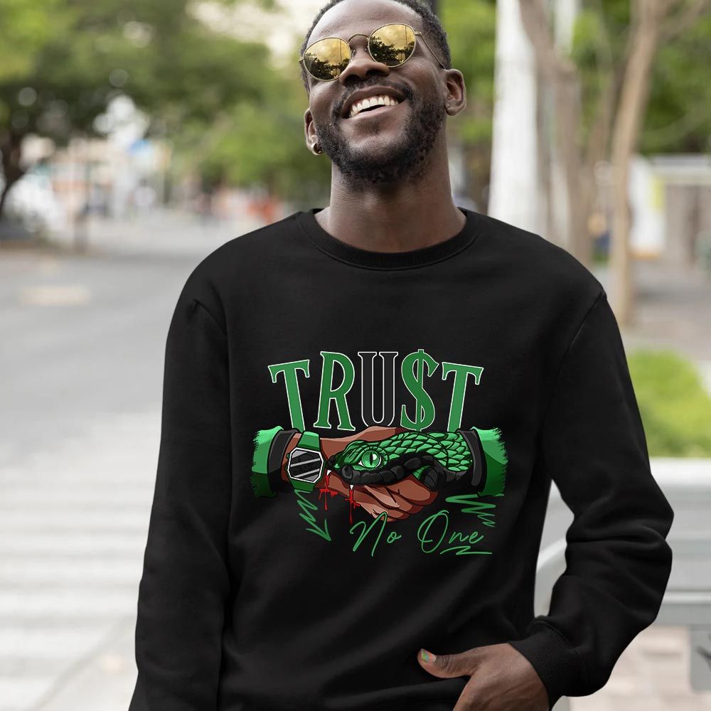 Snake Trust No One Sneaker Shirt Match Lucky Green 1s, Jordan 1 Lucky Green MKO T-Shirt Snake Trust No One Sneaker Shirt Match Lucky Green 1s, Jordan 1 Lucky Green MKO T-Shirt