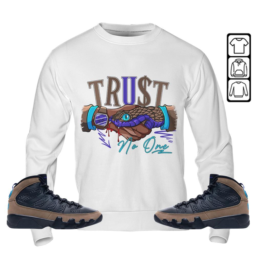 Snake Trust No One Sneaker Shirt Match Olive Concord 9s, Jordan 9 Olive Concord MKO T-Shirt Snake Trust No One Sneaker Shirt Match Olive Concord 9s, Jordan 9 Olive Concord MKO T-Shirt