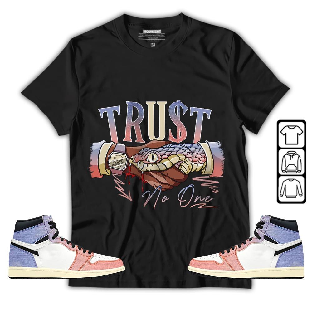 Snake Trust No One Sneaker Shirt Match Retro Skyline 1s, Jordan 1 High OG Skyline MKO T-Shirt