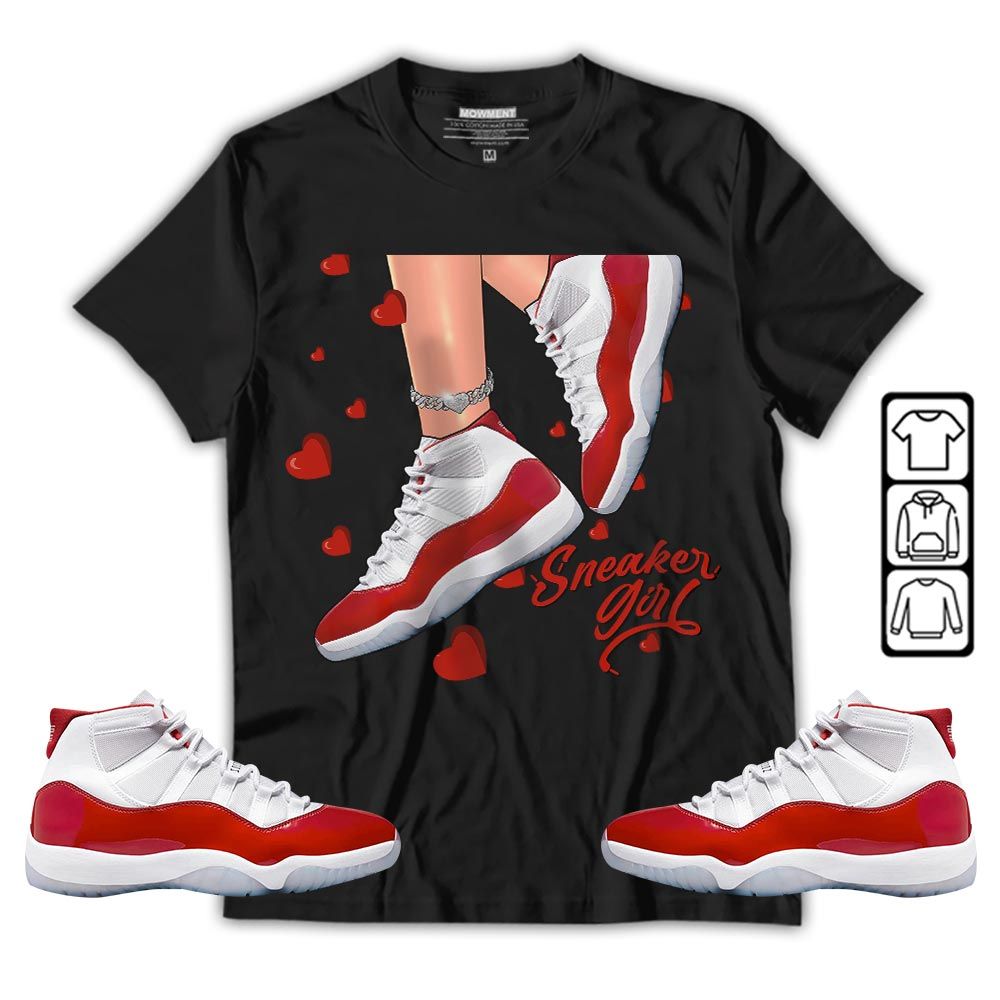 SNEAKER Girl Heart In Sneaker Shirt Match Cherry 11s, Jordan 11 Retro Cherry MKO T-Shirt