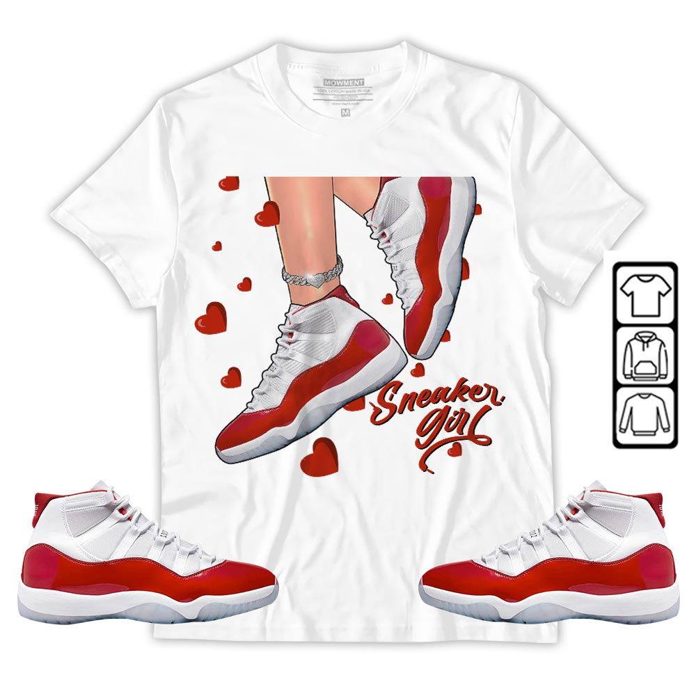 SNEAKER Girl Heart In Sneaker Shirt Match Cherry 11s, Jordan 11 Retro Cherry MKO T-Shirt SNEAKER Girl Heart In Sneaker Shirt Match Cherry 11s, Jordan 11 Retro Cherry MKO T-Shirt