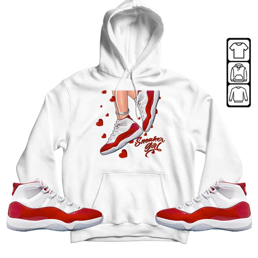 SNEAKER Girl Heart In Sneaker Shirt Match Cherry 11s, Jordan 11 Retro Cherry MKO T-Shirt