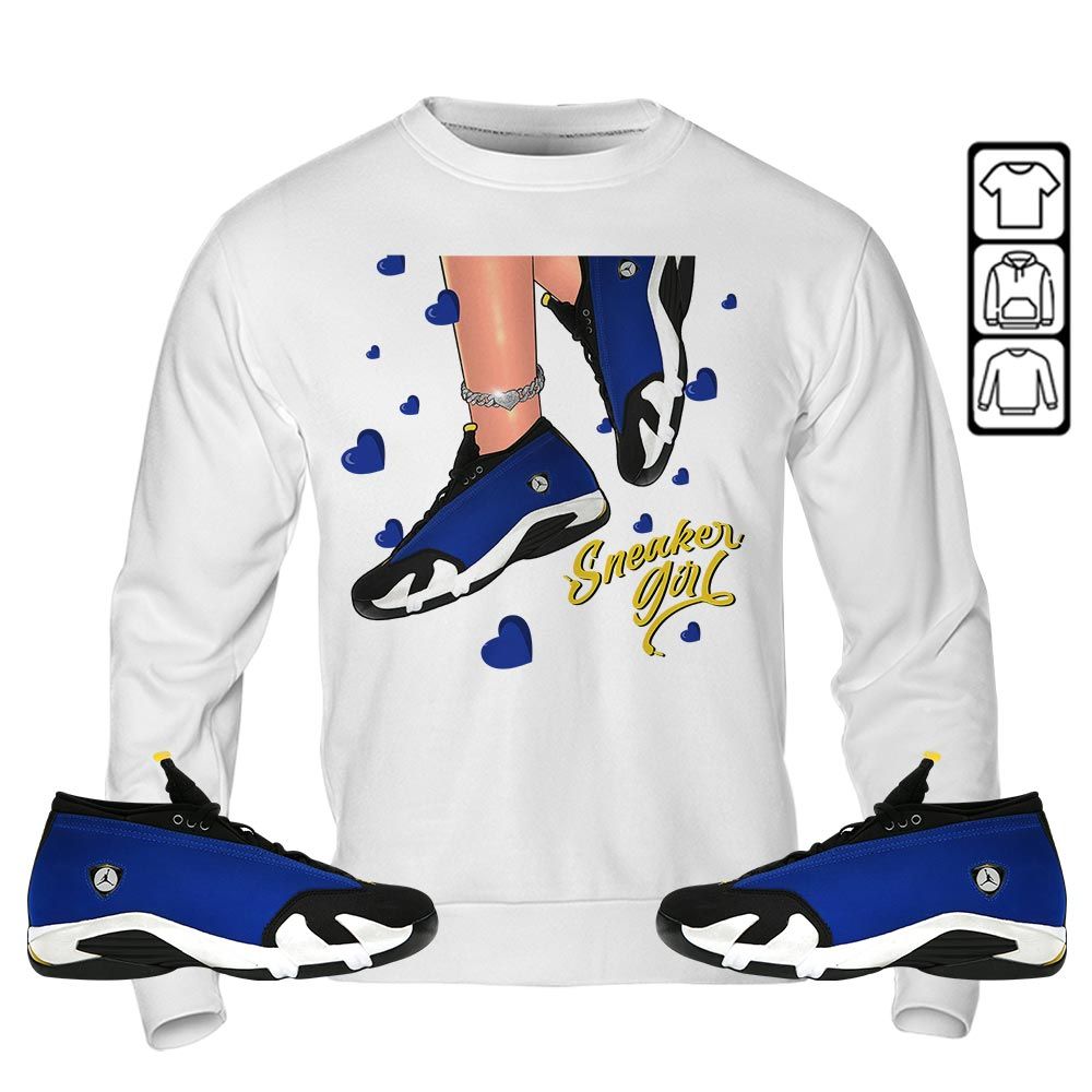 SNEAKER Girl Heart Sneaker Shirt Match 2023 Blue Laney 14s, Jordan 14 Laney MKO Hoodie SNEAKER Girl Heart Sneaker Shirt Match 2023 Blue Laney 14s, Jordan 14 Laney MKO Hoodie