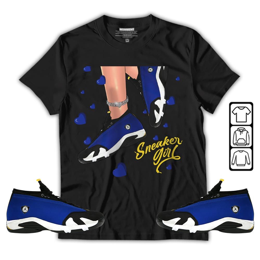 SNEAKER Girl Heart Sneaker Shirt Match 2023 Blue Laney 14s, Jordan 14 Laney MKO Hoodie