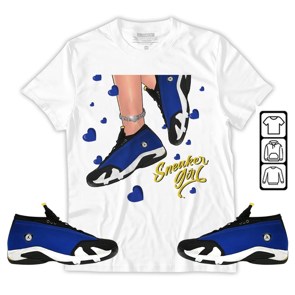 SNEAKER Girl Heart Sneaker Shirt Match 2023 Blue Laney 14s, Jordan 14 Laney MKO T-Shirt SNEAKER Girl Heart Sneaker Shirt Match 2023 Blue Laney 14s, Jordan 14 Laney MKO T-Shirt